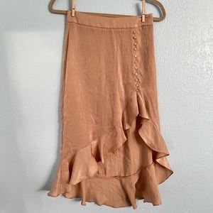 Off-White Satin Ruffled Skirt